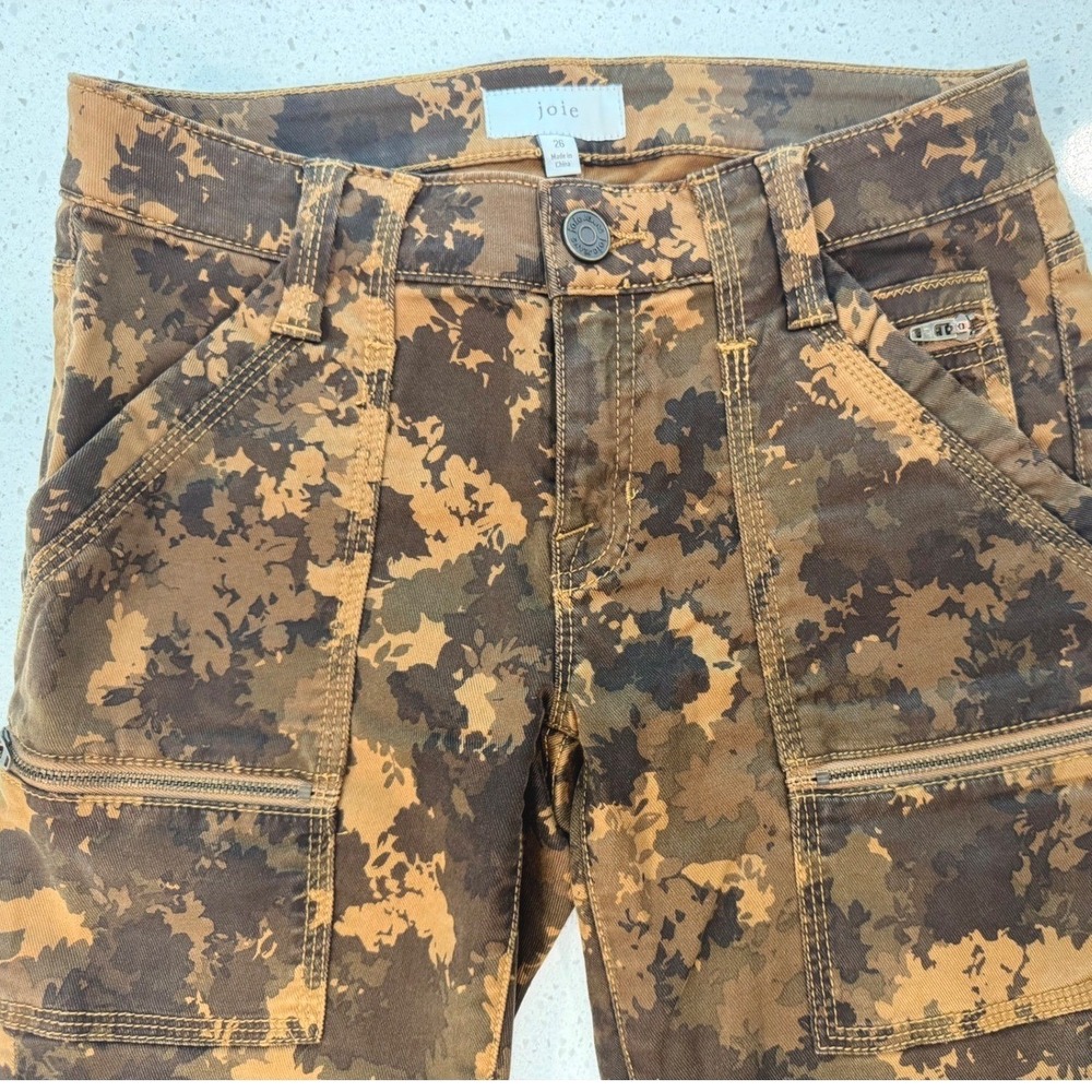 Joie Cargo Skinny Pants Womens 26 Brown Camo Excellent Floral Utility Streetwear - Picture 2 of 8